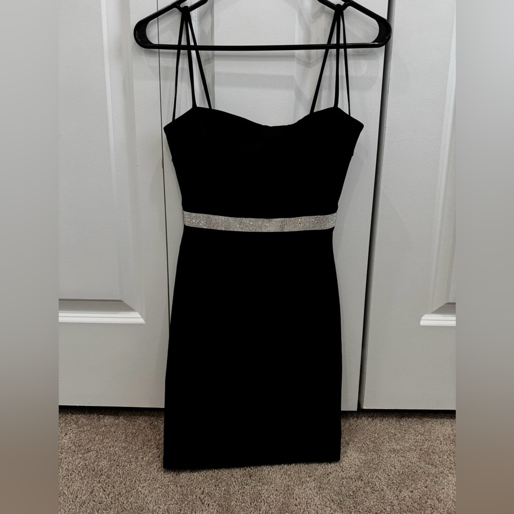 Black Windsor Dress with rhinestone accent